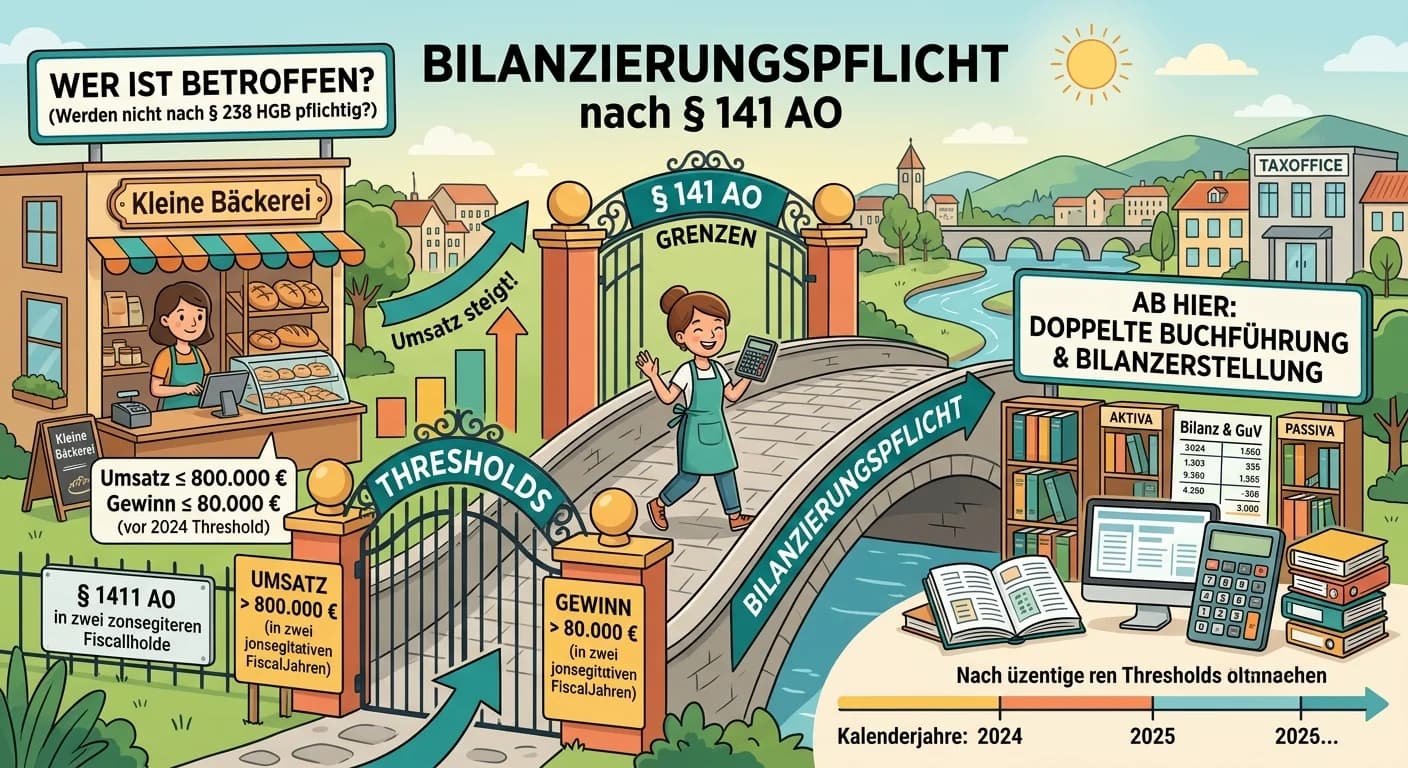 Steuerfachangestellte: Bilanzierungspflicht nach § 141 AO für Gewerbetreibende – einfach erklärt