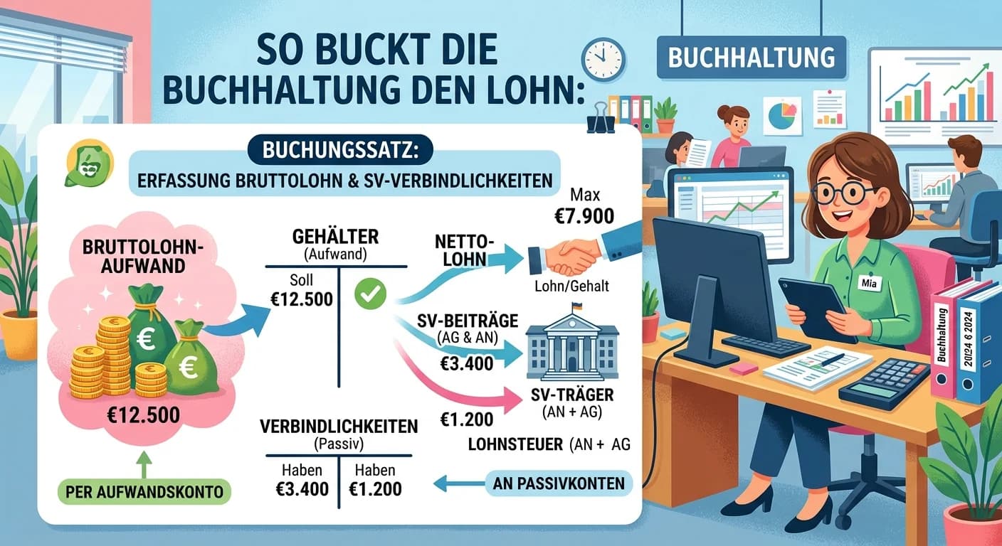 Steuerfachangestellte: Bruttolohnaufwand & SV-Verbindlichkeiten buchen – einfach erklärt