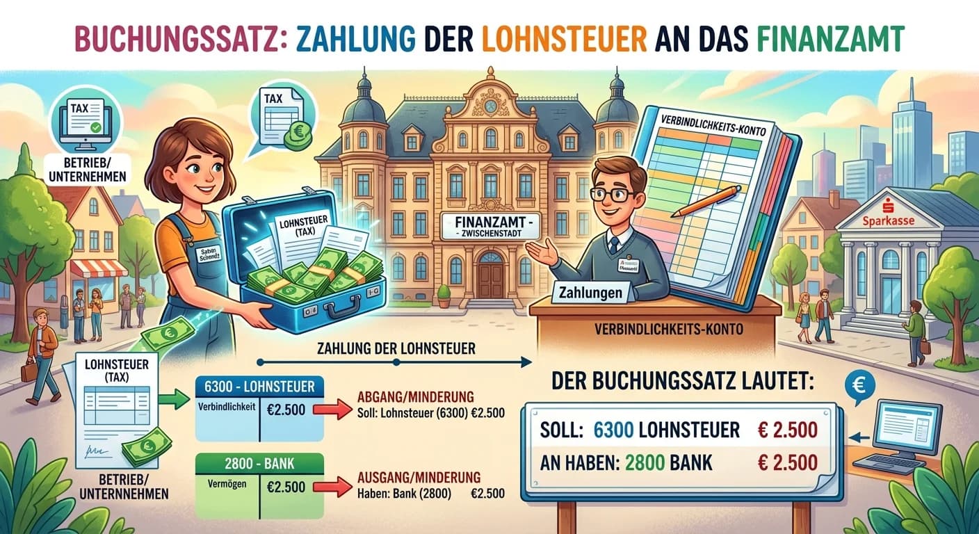 Steuerfachangestellte: Buchungssatz Lohnsteuerzahlung Finanzamt – einfach erklärt