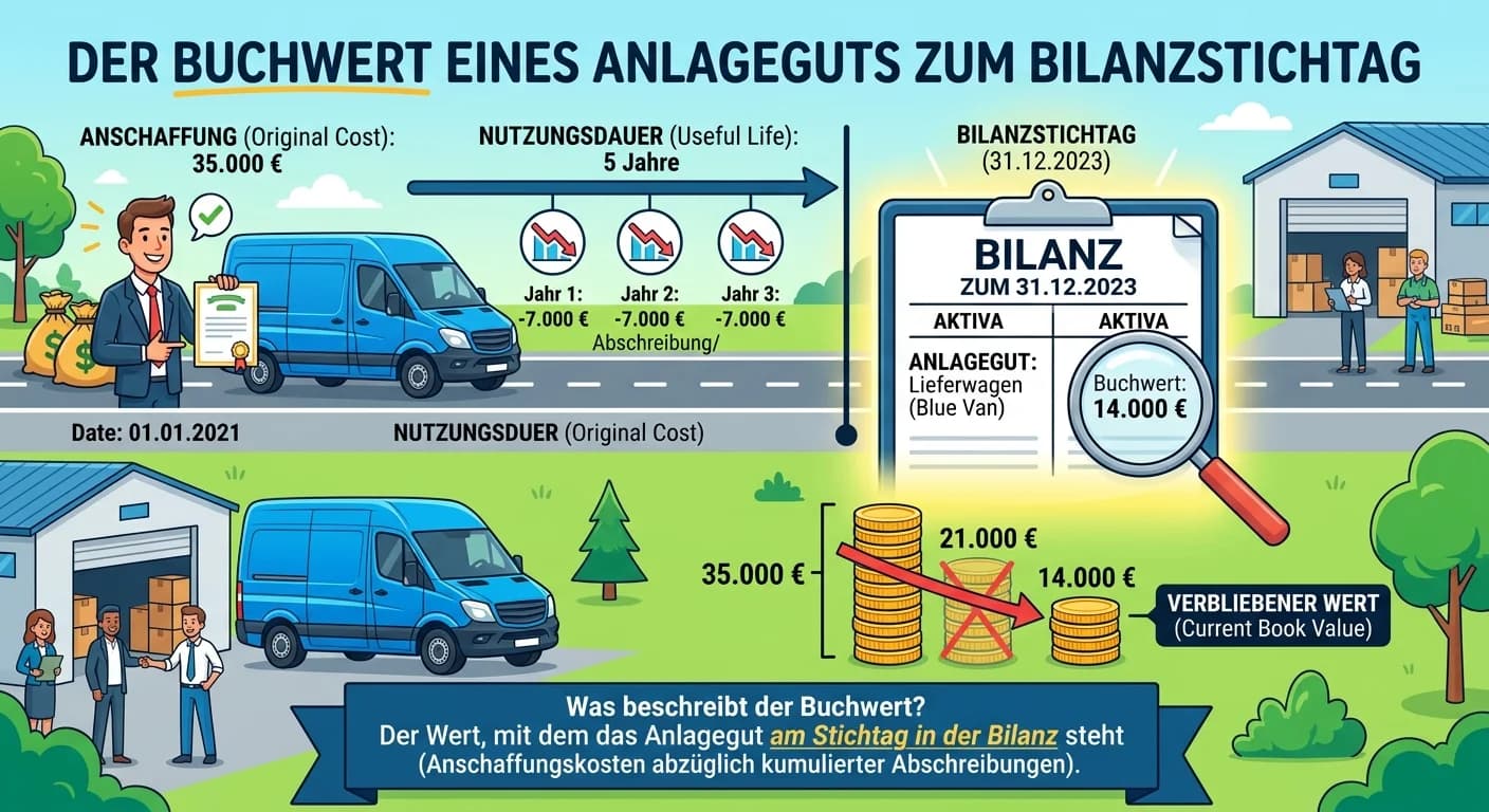 Steuerfachangestellte: Buchwert eines Anlageguts zum Bilanzstichtag – einfach erklärt