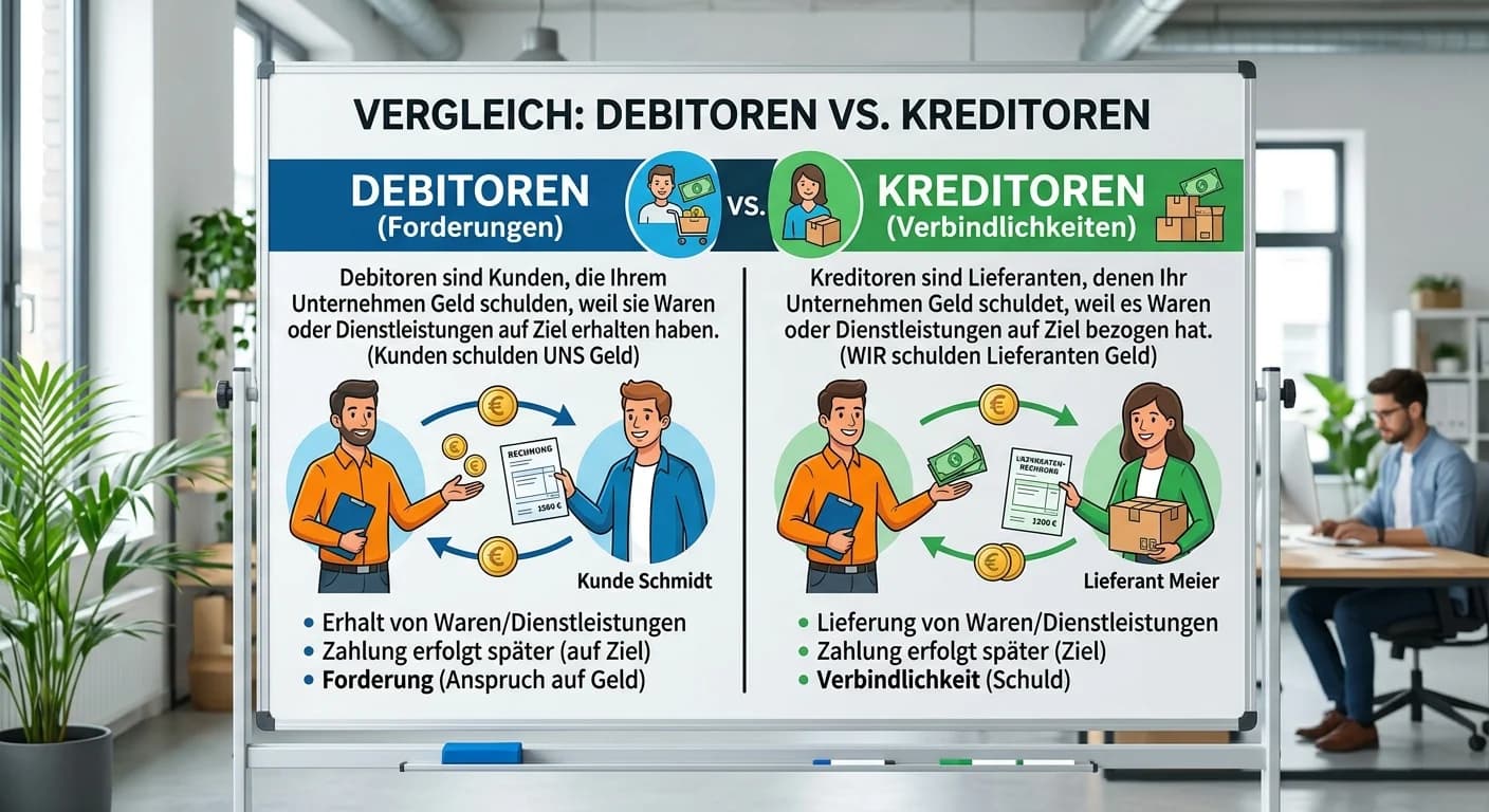 Steuerfachangestellte: Debitoren und Kreditoren unterscheiden – einfach erklärt