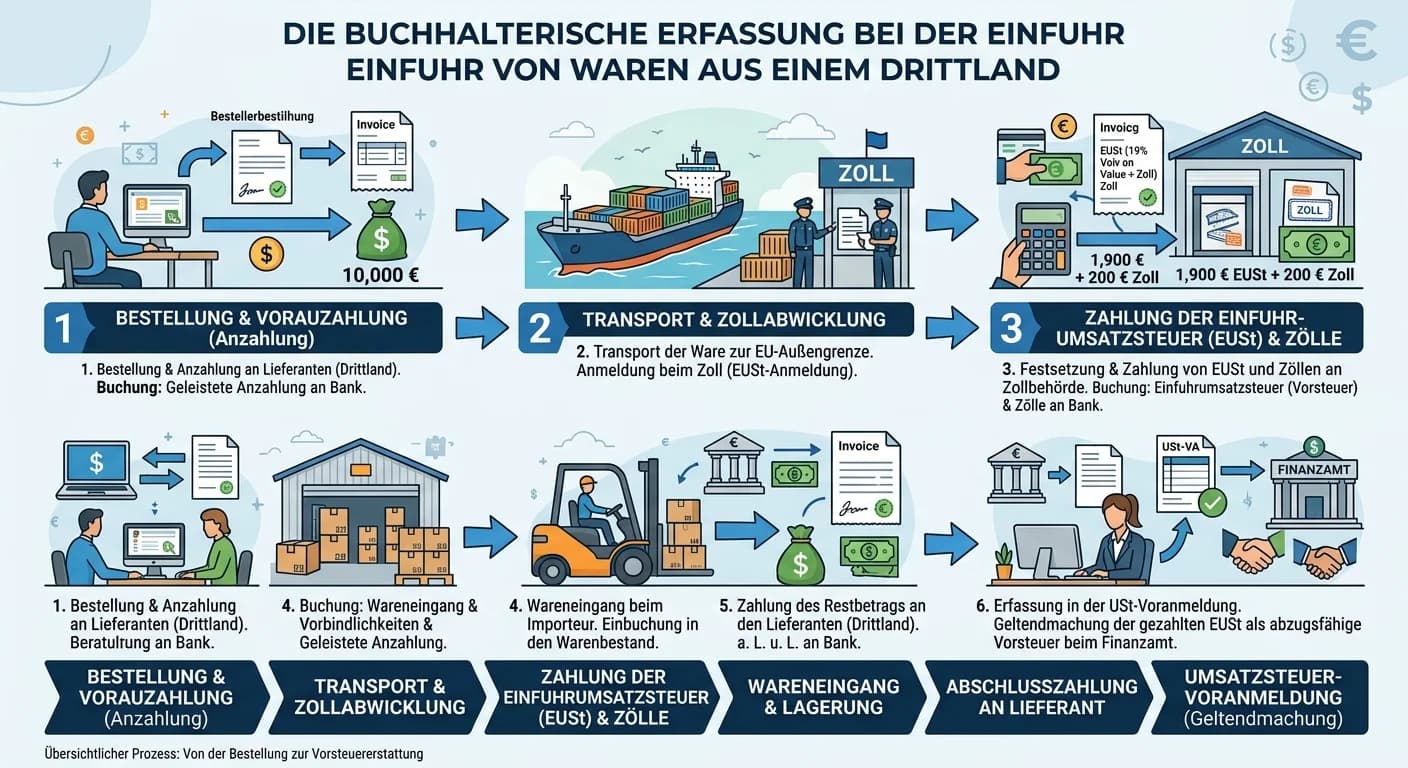 Steuerfachangestellte: Einfuhr von Waren aus Drittländern buchhalterisch erfassen – einfach erklärt