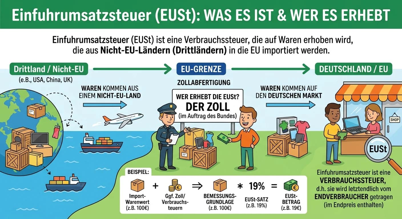 Steuerfachangestellte: Einfuhrumsatzsteuer: Definition, Erhebung und Bedeutung – einfach erklärt