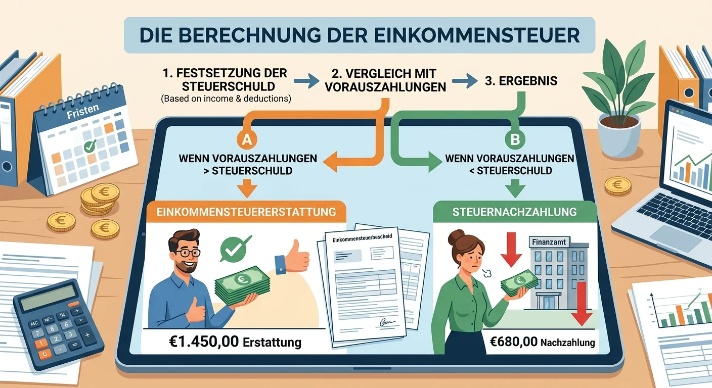 Steuerfachangestellte: Einkommensteuererstattung und -nachzahlung berechnen – einfach erklärt