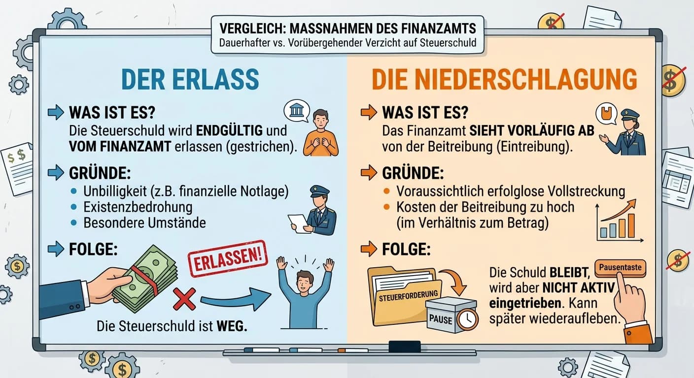 Steuerfachangestellte: Erlass vs. Niederschlagung von Steuern – einfach erklärt