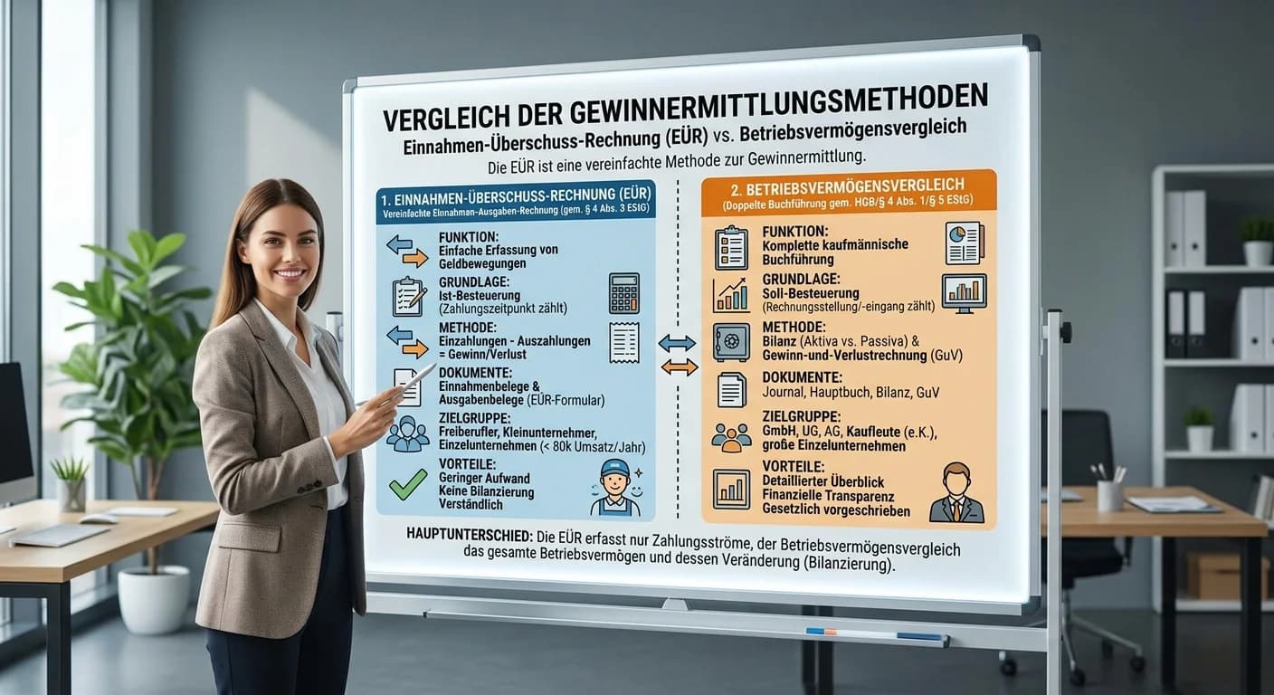 Steuerfachangestellte: EÜR vs. Betriebsvermögensvergleich – einfach erklärt