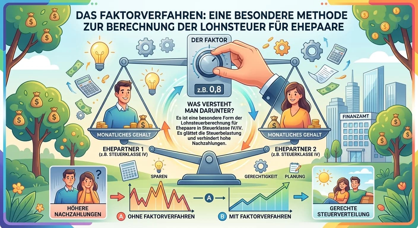 Steuerfachangestellte: Faktorverfahren Lohnsteuer Ehepaare Steuerklasse IV – einfach erklärt