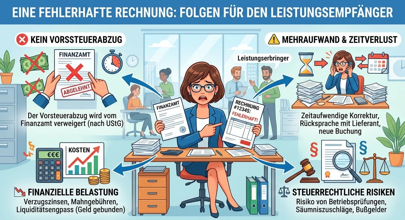 Steuerfachangestellte: Folgen fehlerhafter Rechnungen für den Leistungsempfänger – einfach erklärt