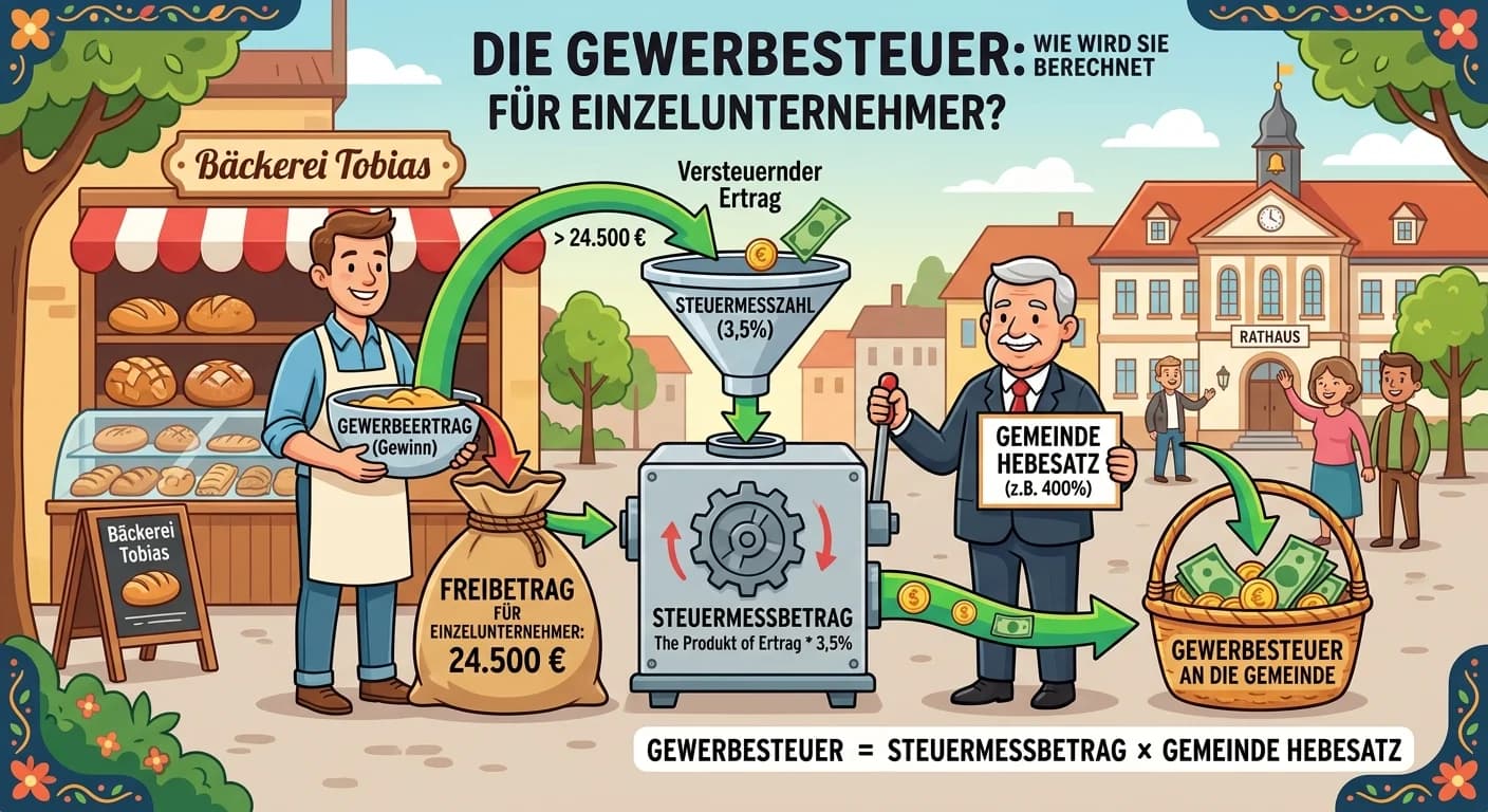 Steuerfachangestellte: Gewerbesteuer-Berechnung & Freibetrag für Einzelunternehmen – einfach erklärt