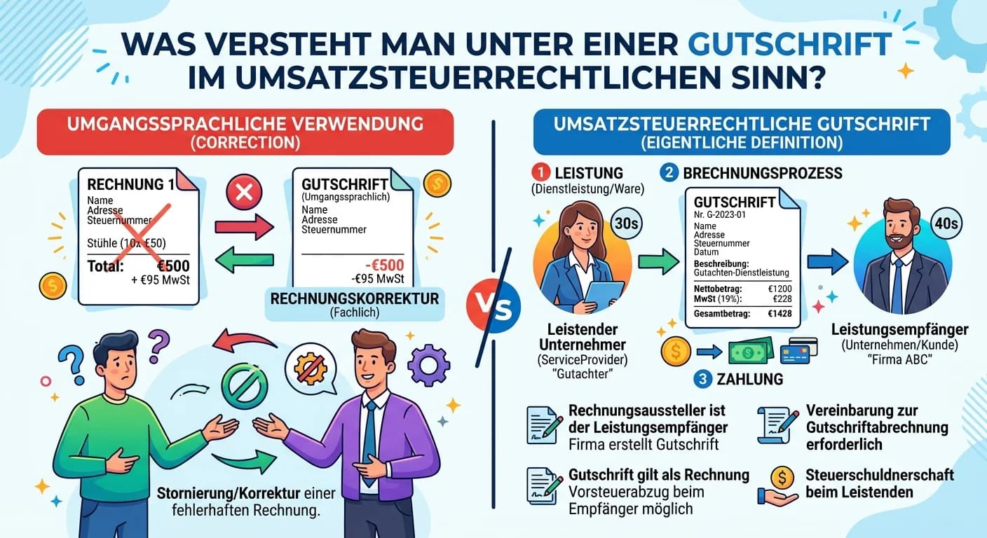 Steuerfachangestellte: Gutschrift umsatzsteuerrechtlich (§ 14 Abs. 2 Satz 2 UStG) – einfach erklärt