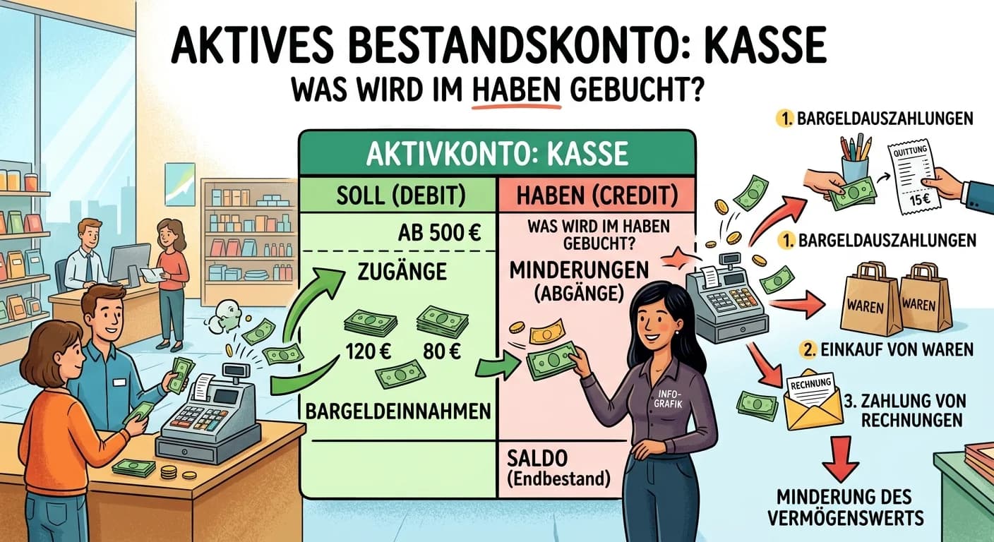 Steuerfachangestellte: Habenbuchung aktives Bestandskonto: Abgang & Minderung – einfach erklärt