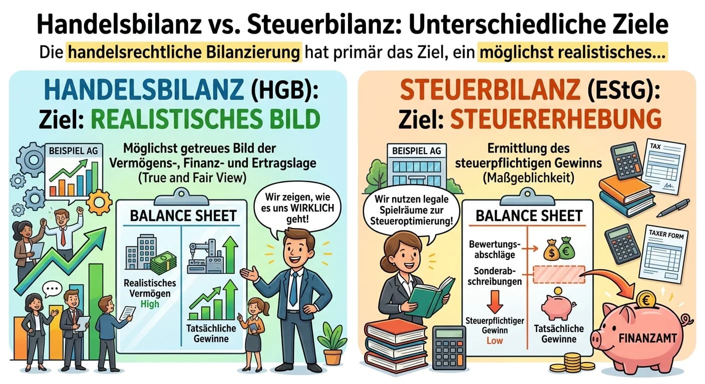 Steuerfachangestellte: Handelsbilanz vs. Steuerbilanz – Ziele und Unterschiede – einfach erklärt