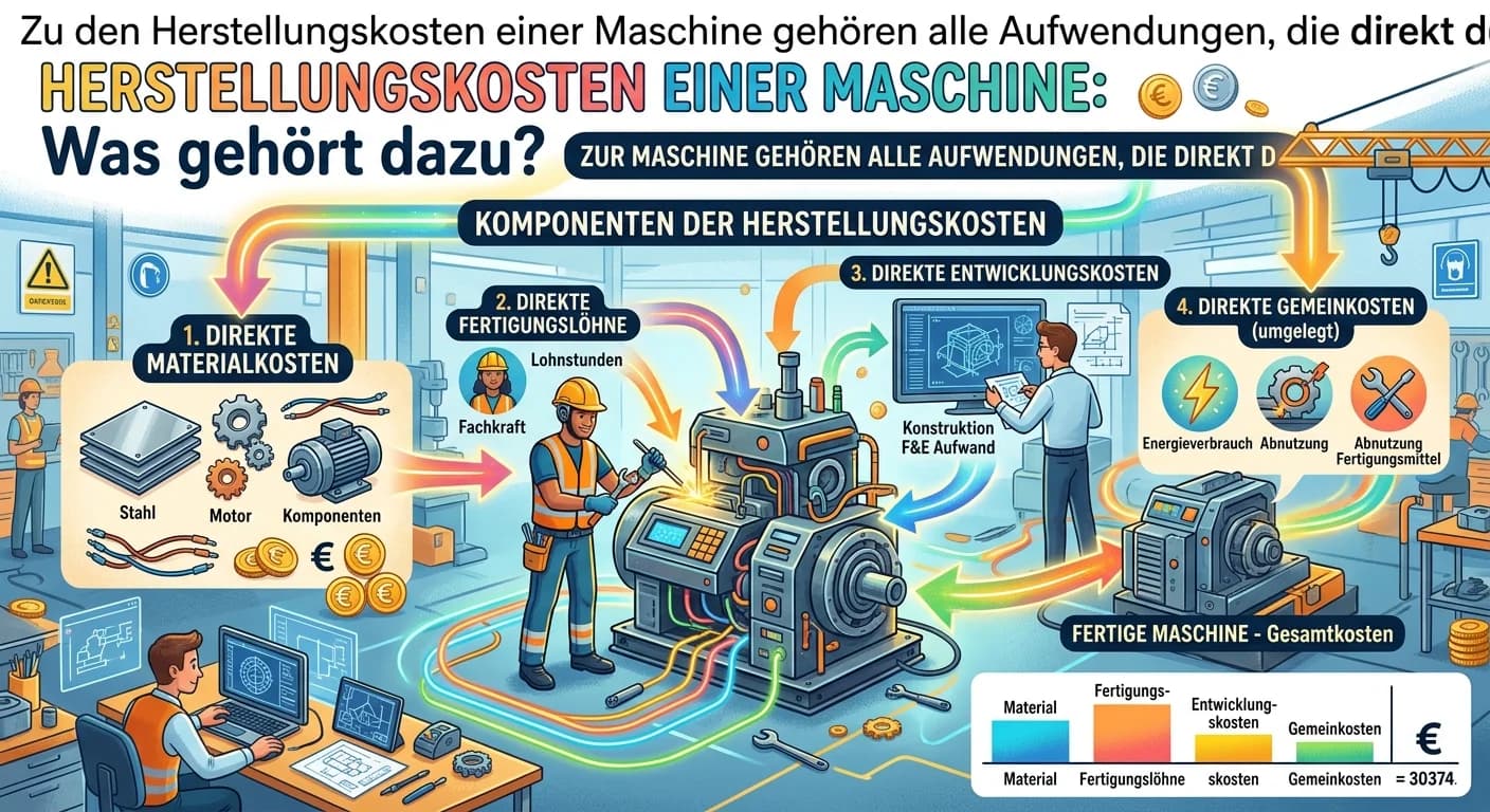 Steuerfachangestellte: Herstellungskosten Maschine: Aufwendungen und Zurechnung – einfach erklärt