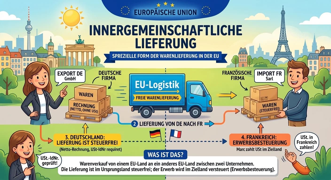Steuerfachangestellte: Innergemeinschaftliche Lieferung – Definition und Merkmale – einfach erklärt