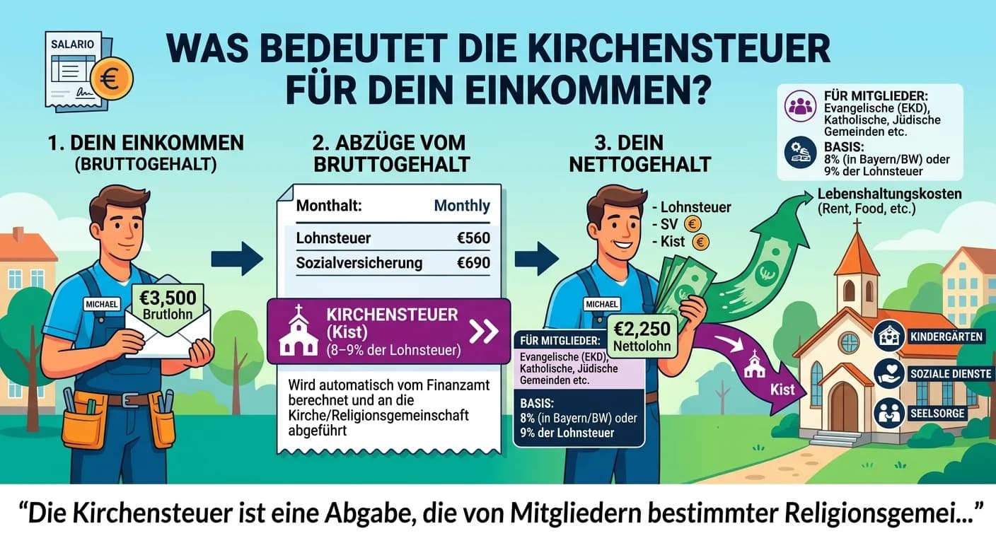 Steuerfachangestellte: Kirchensteuer-Auswirkungen auf das Einkommen – einfach erklärt