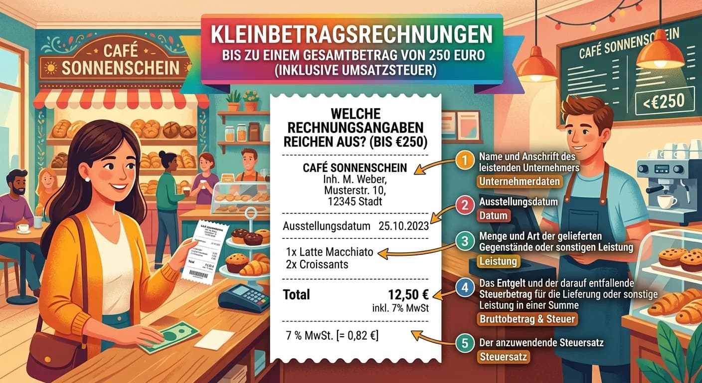 Steuerfachangestellte: Kleinbetragsrechnungen bis 250 Euro – erforderliche Angaben einfach erklärt