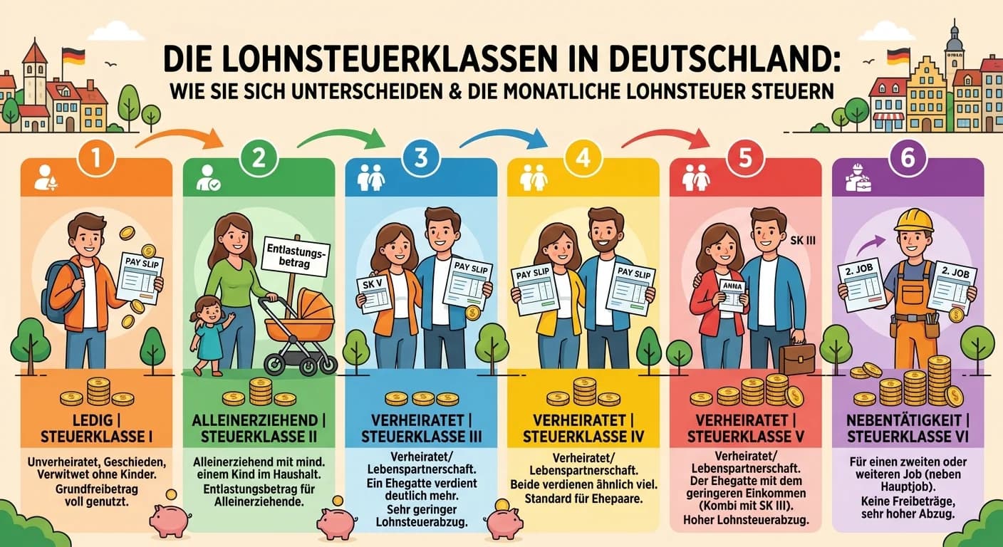 Steuerfachangestellte: Lohnsteuerklassen Deutschland – Arten, Unterschiede – einfach erklärt