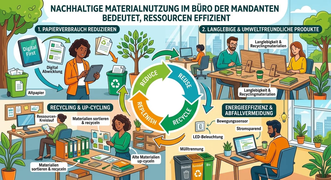 Steuerfachangestellte: Nachhaltige Materialnutzung im Büro der Mandanten – einfach erklärt