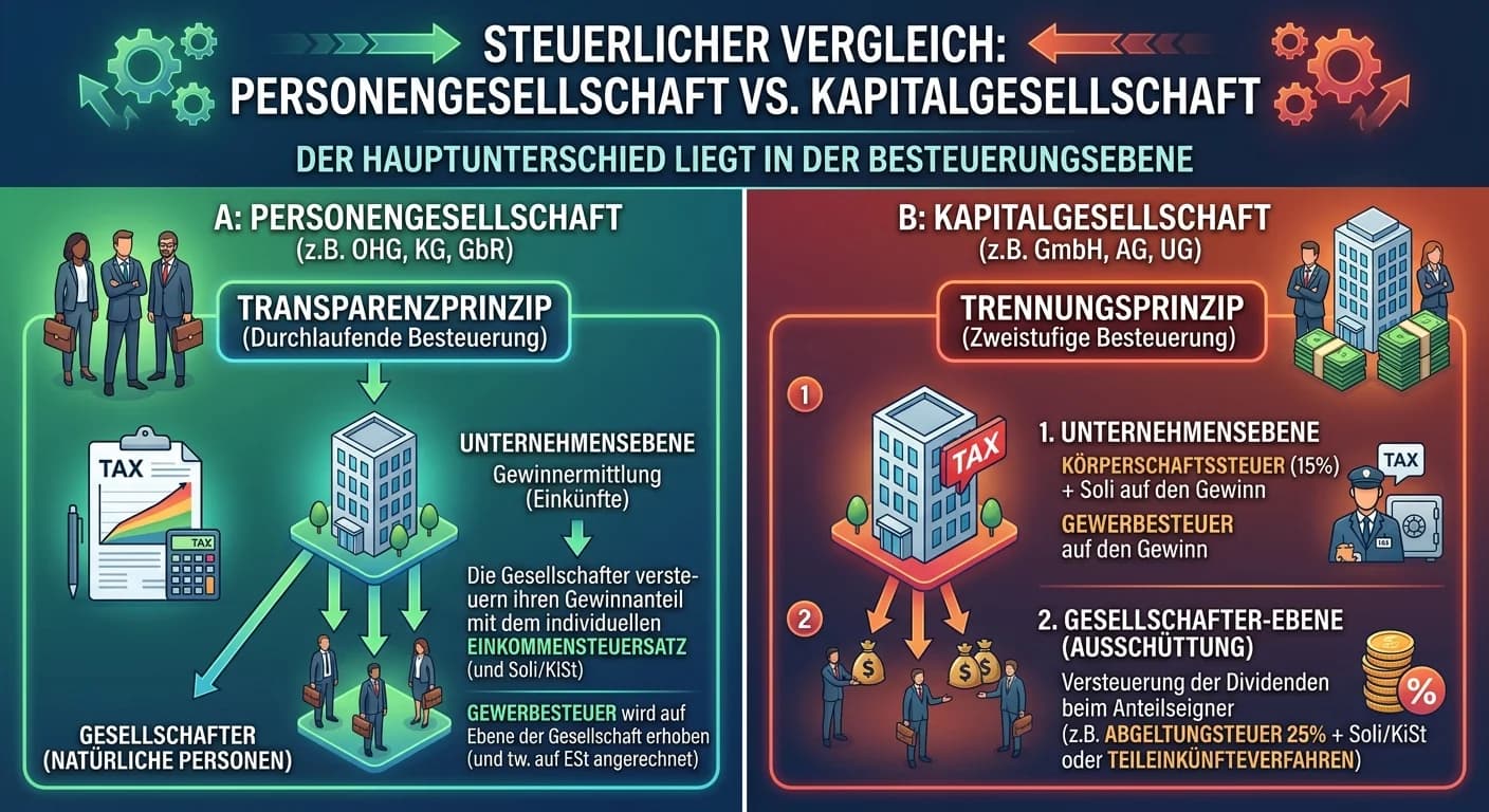 Steuerfachangestellte: Personengesellschaft vs. Kapitalgesellschaft steuerlich – einfach erklärt