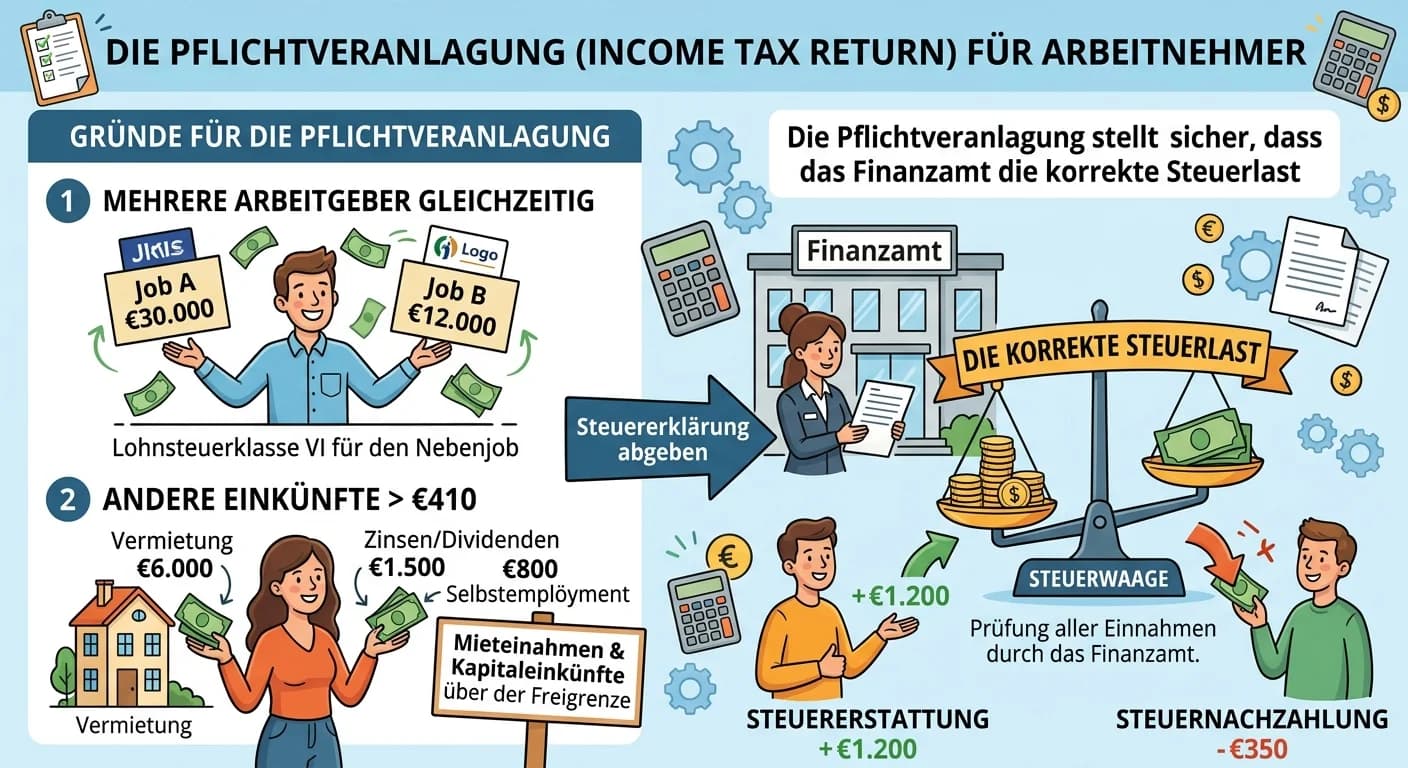 Steuerfachangestellte: Pflichtveranlagung Arbeitnehmer: Gründe zur Steuererklärung – einfach erklärt
