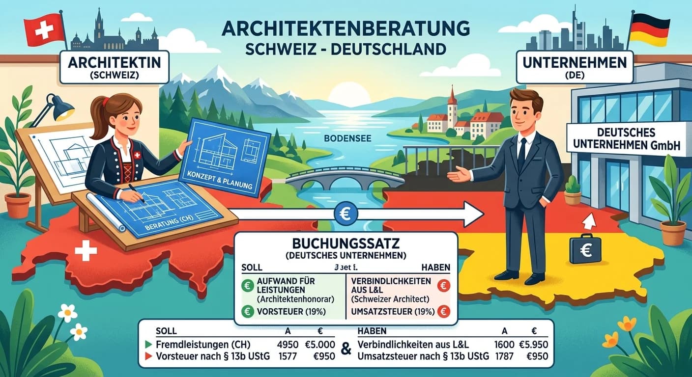 Steuerfachangestellte: Reverse-Charge-Buchung Architekt Schweiz an DE-Unternehmen – einfach erklärt