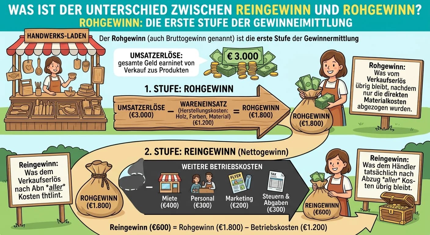 Steuerfachangestellte: Rohgewinn vs. Reingewinn Unterschied – einfach erklärt