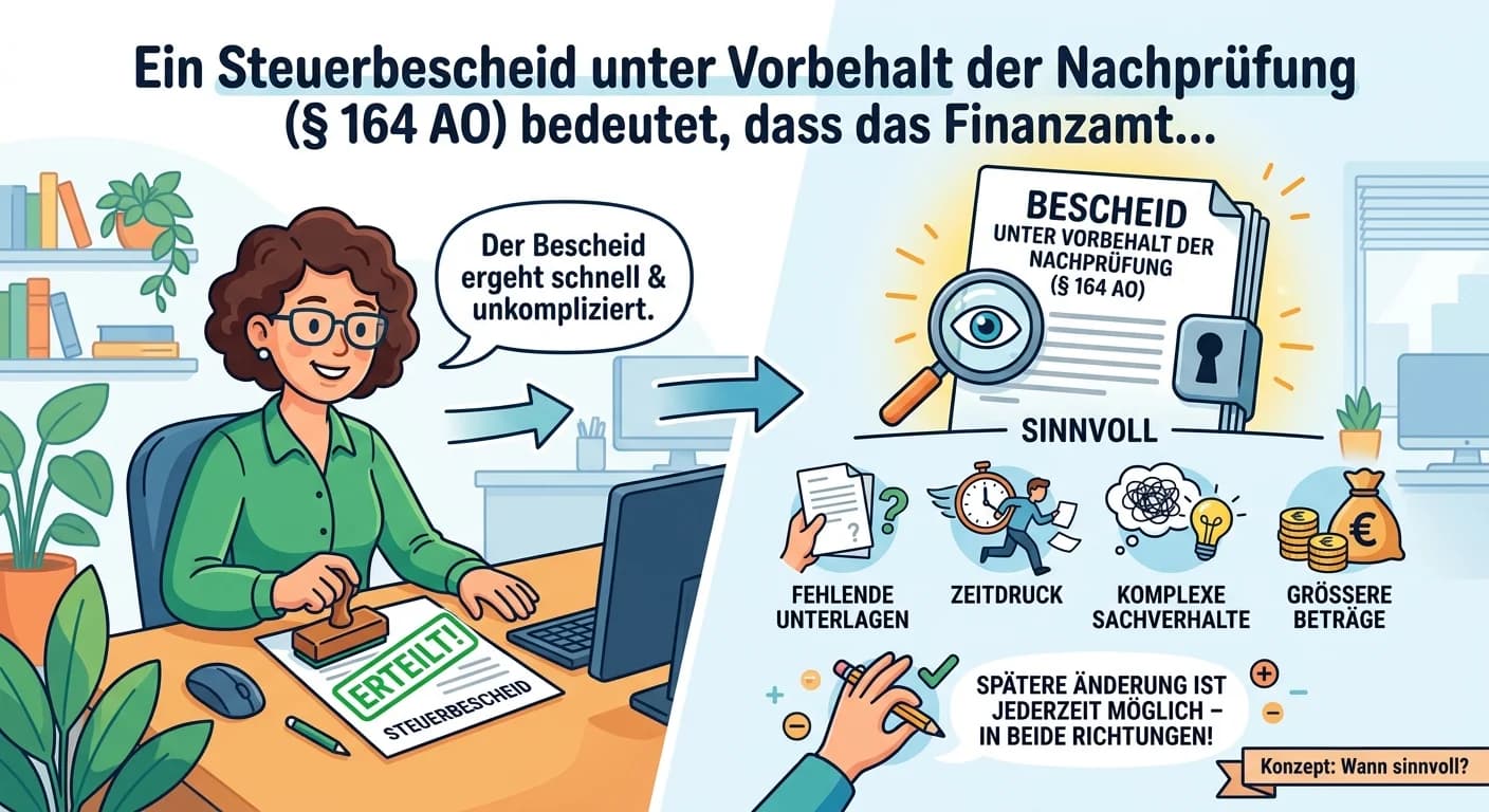 Steuerfachangestellte: Steuerbescheid unter Vorbehalt der Nachprüfung (§ 164 AO) – einfach erklärt