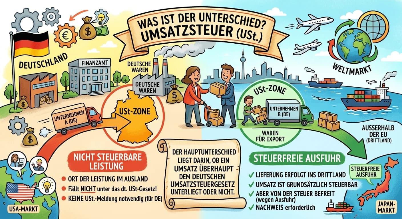 Steuerfachangestellte: Steuerfreie Ausfuhr vs. nicht steuerbare Leistung – einfach erklärt