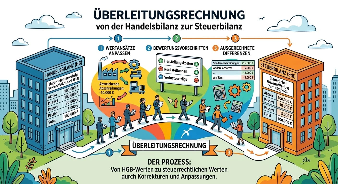 Steuerfachangestellte: Überleitungsrechnung Handelsbilanz zur Steuerbilanz – einfach erklärt