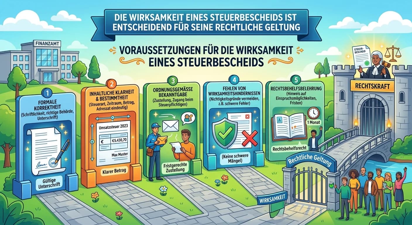 Steuerfachangestellte: Voraussetzungen für die Wirksamkeit eines Steuerbescheids – einfach erklärt