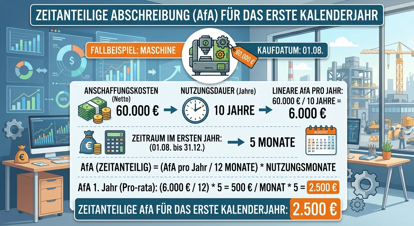Steuerfachangestellte: Zeitanteilige AfA Maschine berechnen – einfach erklärt