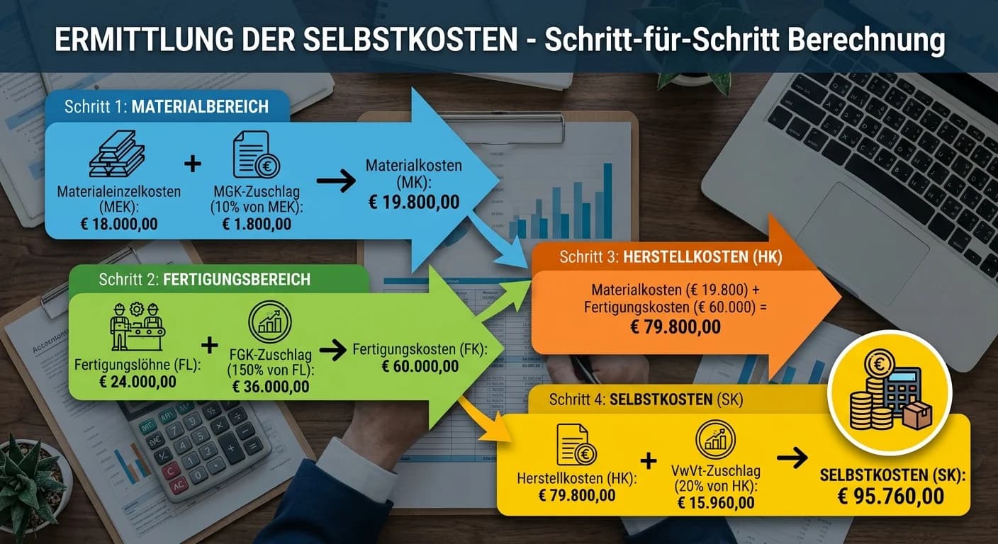 Industriekaufmann: Selbstkosten ermitteln – Material, – einfach erklärt