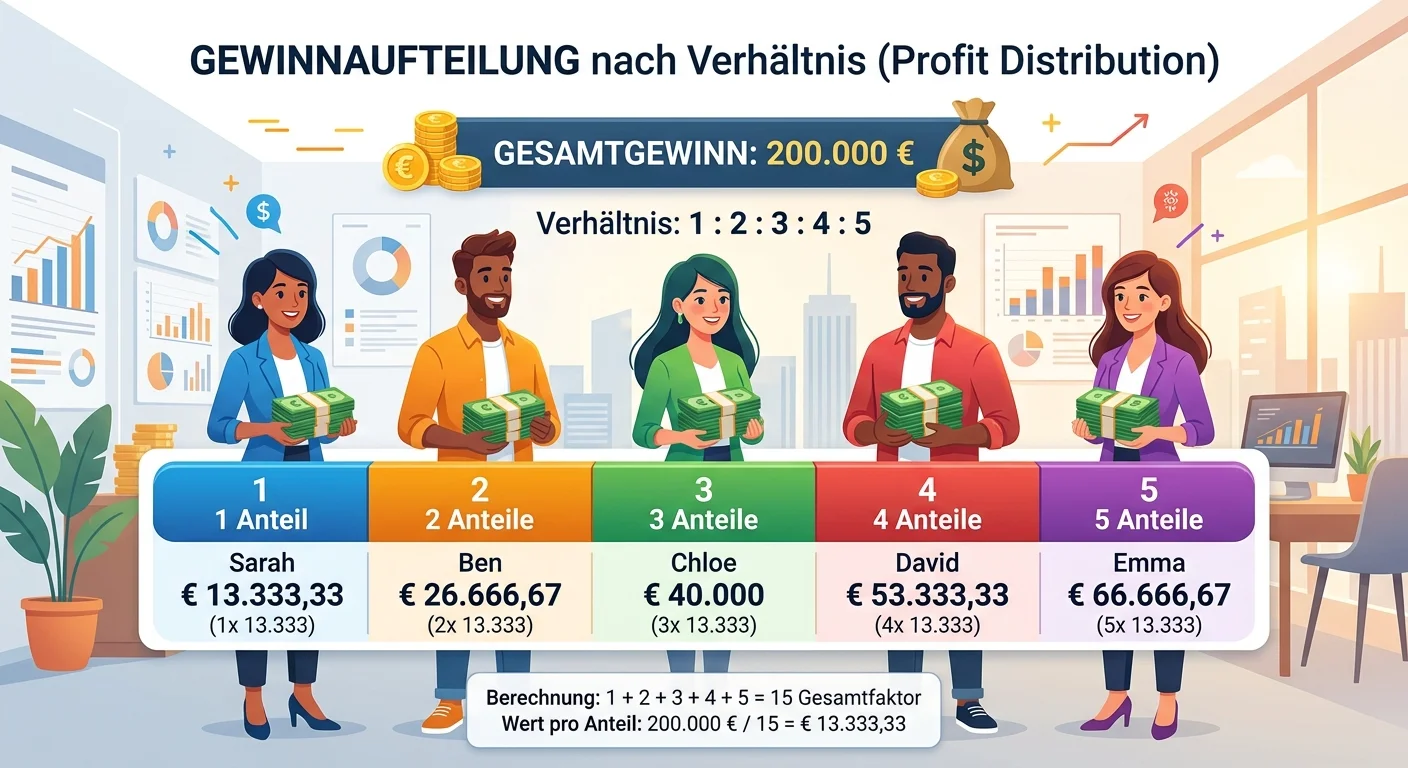 Steuerfachangestellte: 200.000 Euro Gewinn auf 5 Partner – einfach erklärt