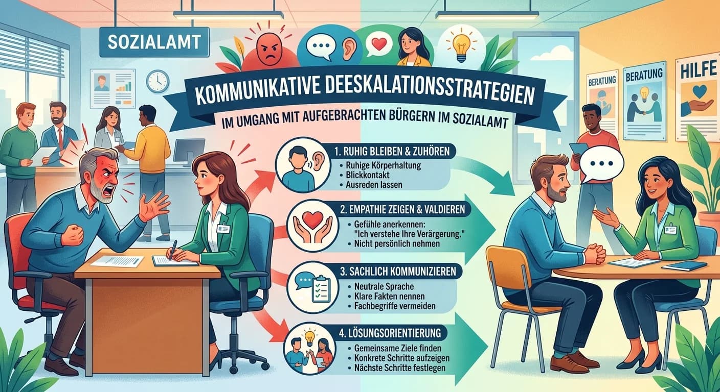 Verwaltungsfachangestellte: Deeskalation bei aufgebrachten Bürgern im Sozialamt – einfach erklärt