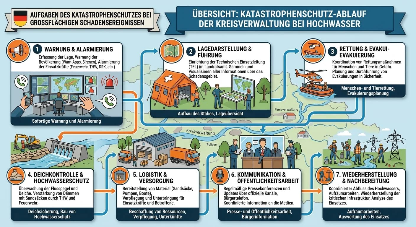 Verwaltungsfachangestellte: Katastrophenschutz Kreisverwaltung Hochwasser Aufgaben – einfach erklärt