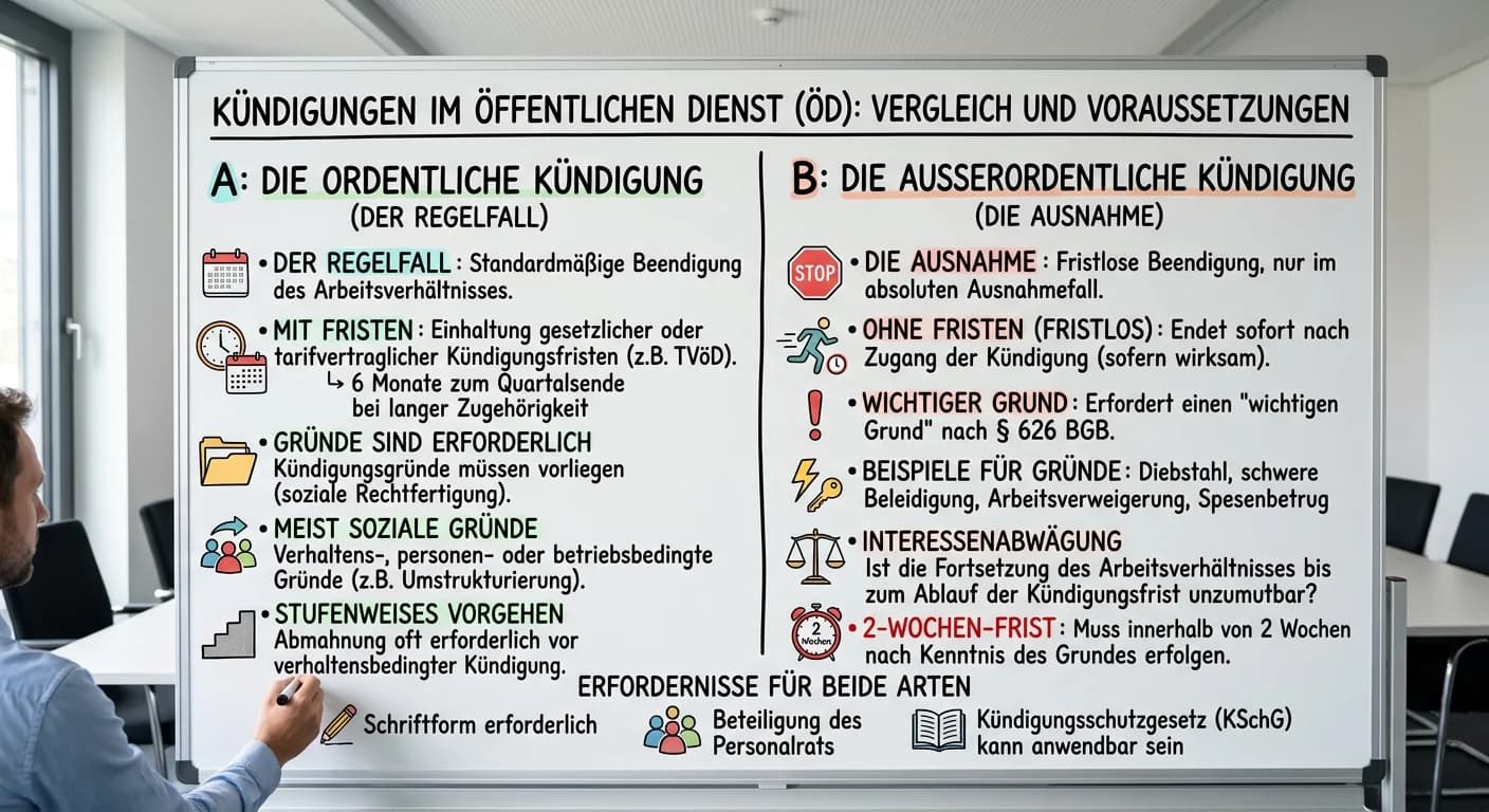 Verwaltungsfachangestellte: Ordentliche vs. außerordentliche Kündigung im ÖD – einfach erklärt
