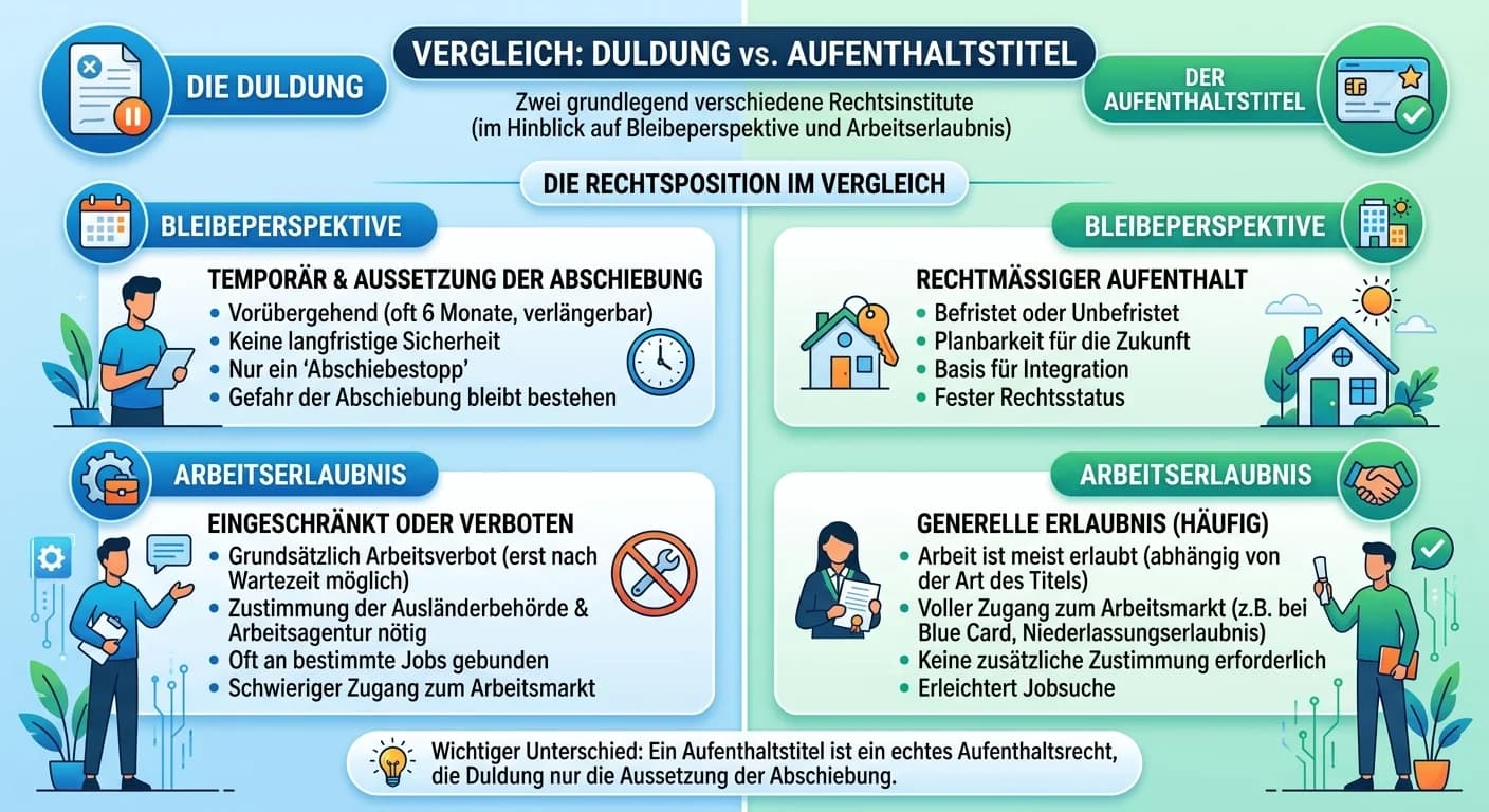 Verwaltungsfachangestellte: Wie unterscheidet sich die Duldung vom Aufenthaltstite – einfach erklärt